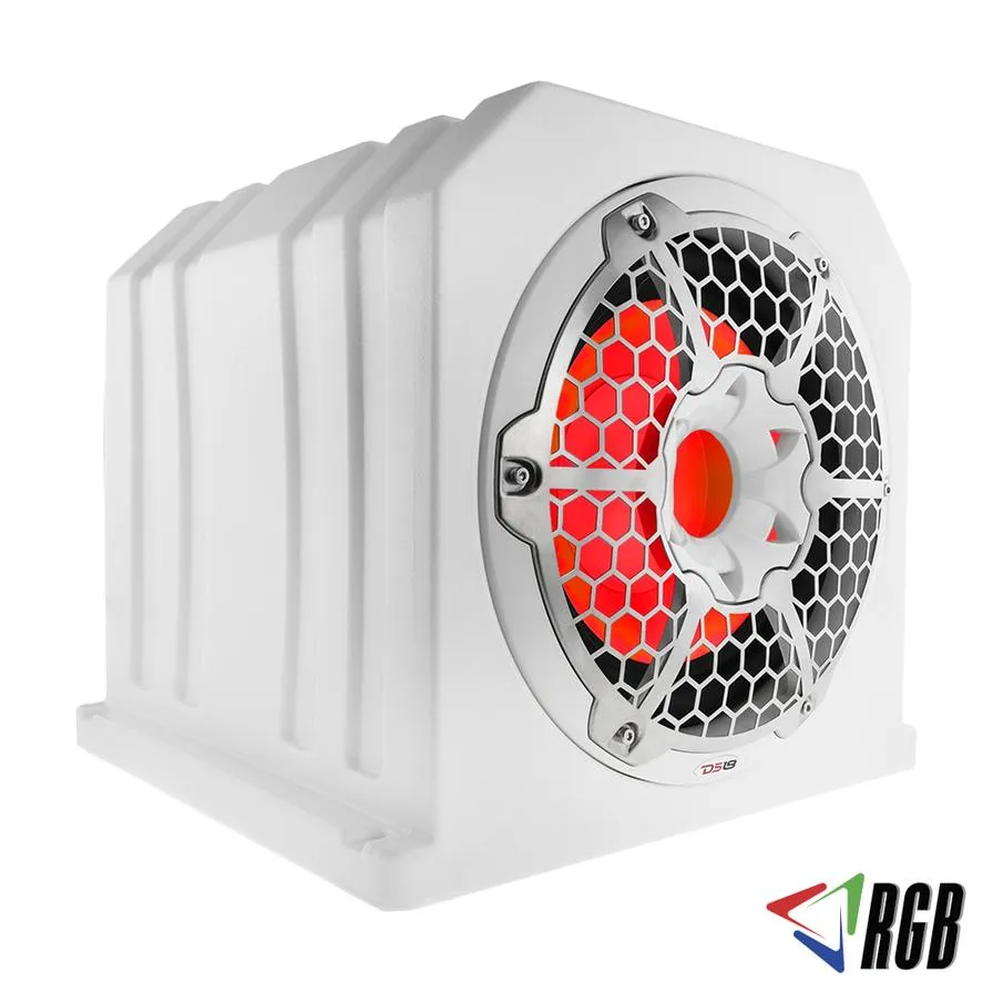 10" Marine Grade Subwoofer with Passive Sub 4 Ohms 700 Watt Max RGB Lights White
