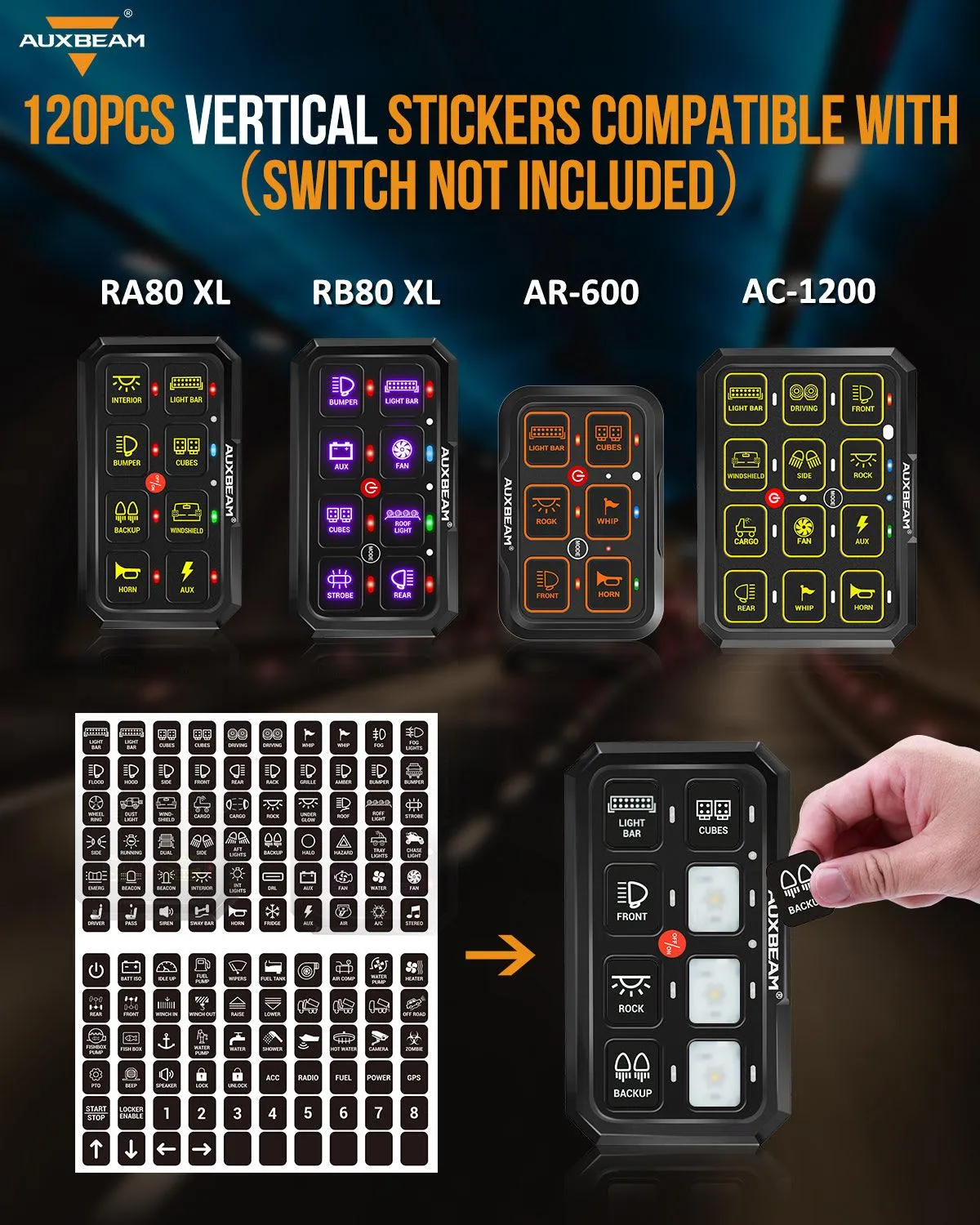 120 Universal Stickers for AC-1200/AR-600/RA80 XL/RB80 XL Switch Panel