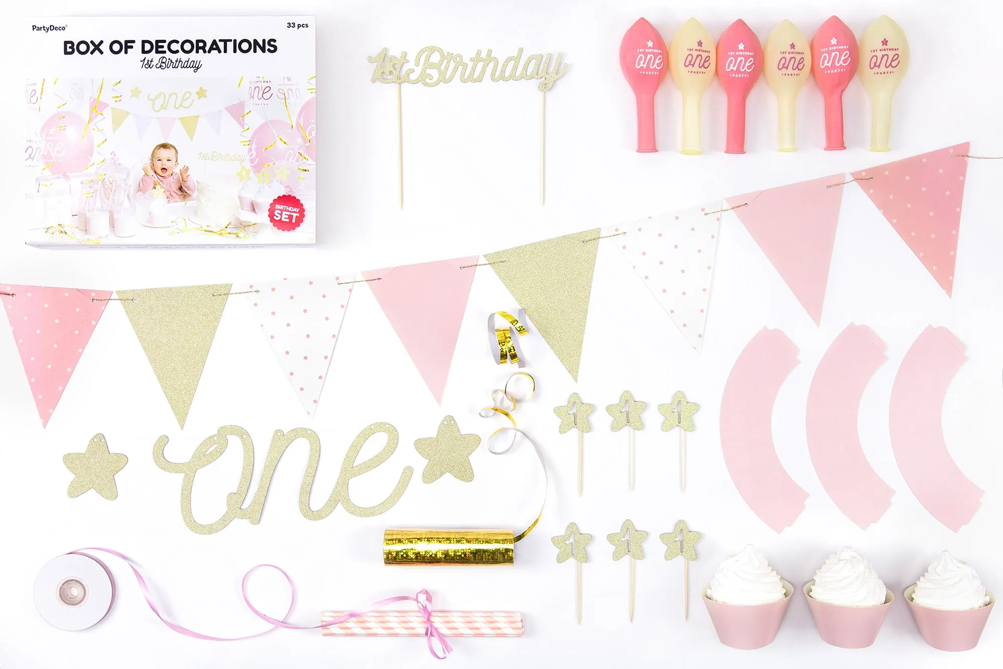 1st Birthday Party Decoration Box Pink