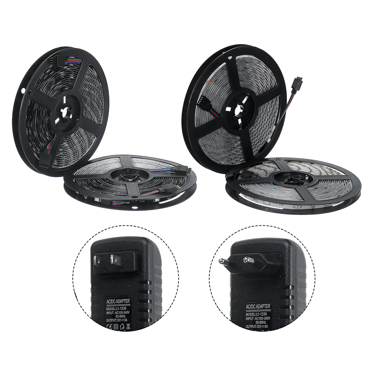 2*5M LED Strip Light Waterproof Outdoor DC12V 5050 RGB Music Lamp IR Remote Control  3A EU US Plug