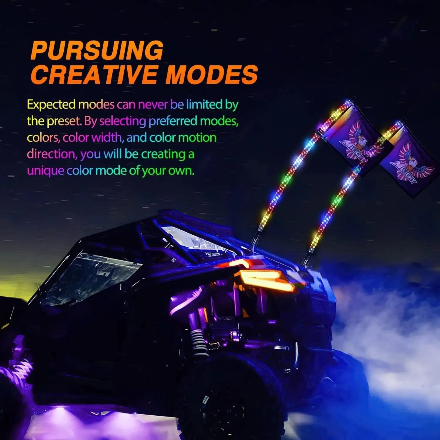 2Pcs 5FT Spiral Antenna Bluetooth Remote App Control Led Whip Light | 10FT Wire 5Pin Switch