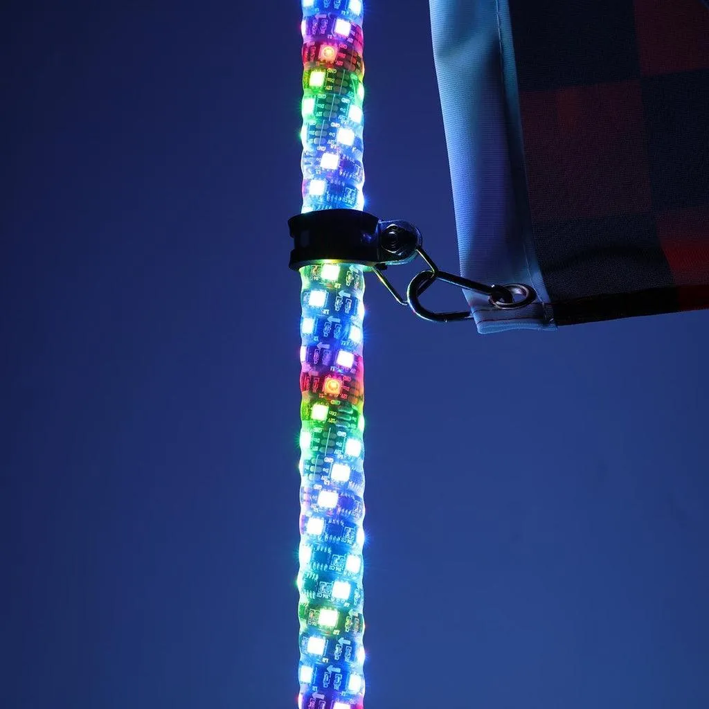 4FT RGB LED Whip Lights & RGB LED Rock Lights Set with Bluetooth Controlled