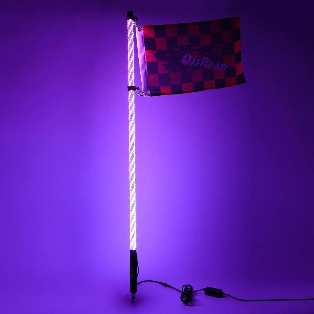 4FT RGB LED Whip Lights & RGB LED Rock Lights Set with Bluetooth Controlled