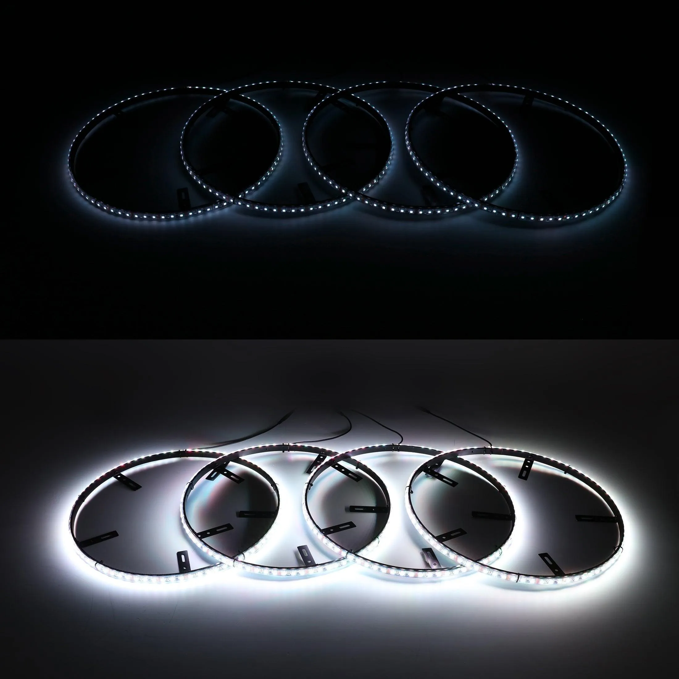 (4pcs/set) 15.5" RGB LED Wheel Ring Lights Magic Dream Color Neon Rim Light with APP & RF Remote Control