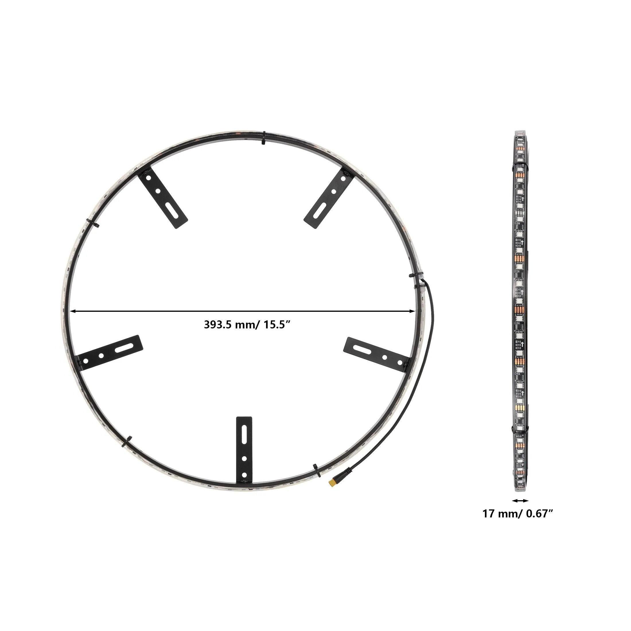 (4pcs/set) 15.5" RGB LED Wheel Ring Lights Magic Dream Color Neon Rim Light with APP & RF Remote Control