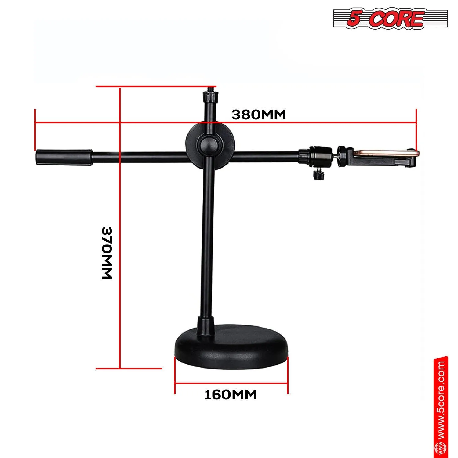 5 Core 6'' Ring Light Overhead Phone Mount for Video Recording and Live Streaming