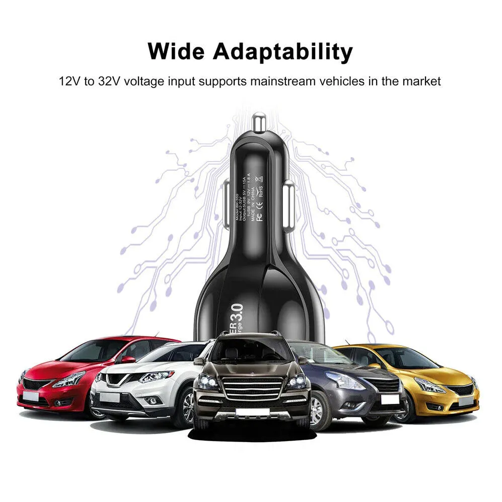 5 Port USB Fast Car Charger with LED Display