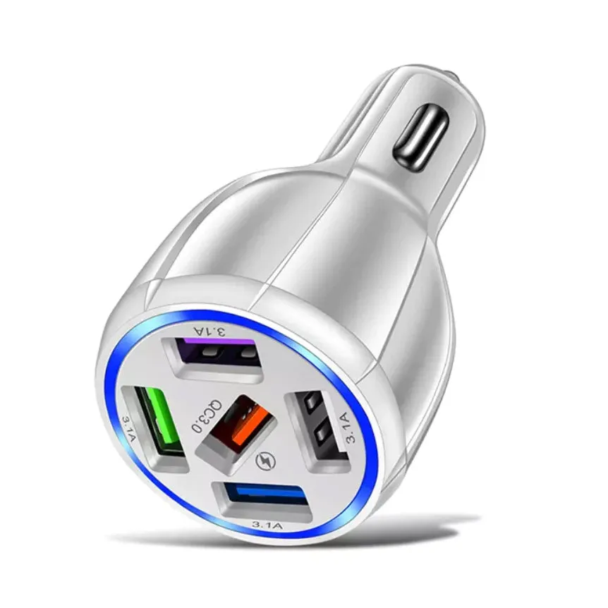 5 Port USB Fast Car Charger with LED Display