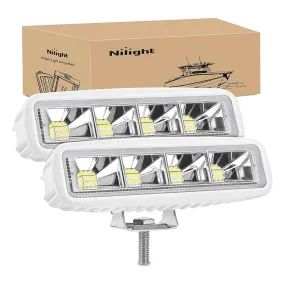 6 Inch 72W Flood White Case Led Work Lights (Pair)