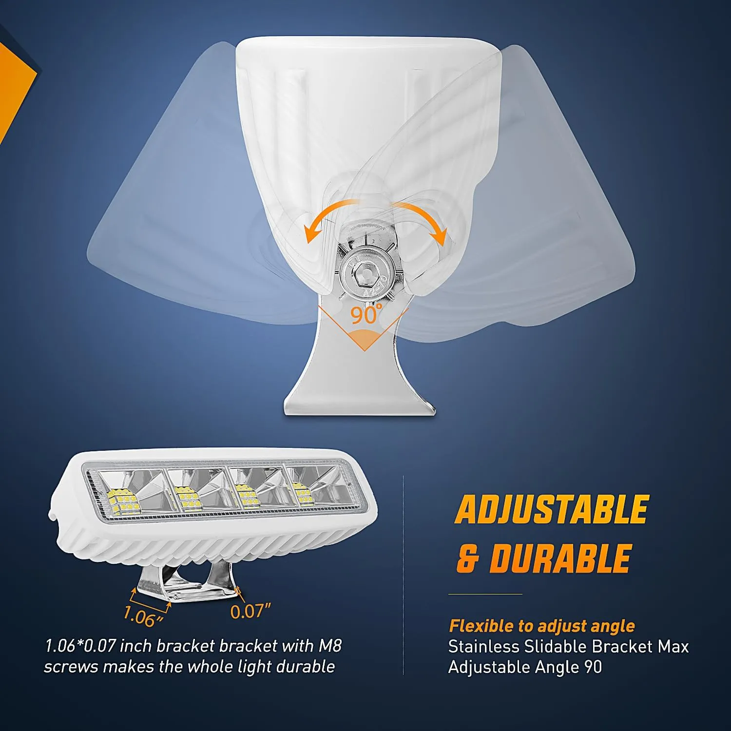 6 Inch 72W Flood White Case Led Work Lights (Pair)