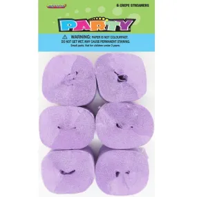 6pk Crepe Streamers - Lavender