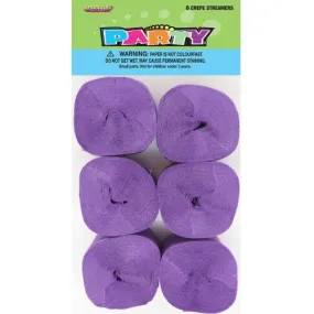 6pk Crepe Streamers - Purple
