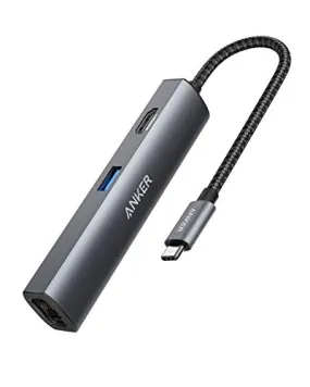 Anker USB C Hub Adapter, 5-in-1 USB C Adapter with 4K USB C to HDMI, Ethernet Port, 3 USB 3.0 Ports, for MacBook Pro, iPad Pro, XPS, Pixelbook, and More