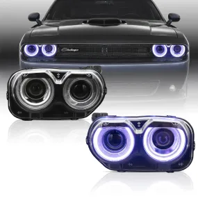 Auto Addict Headlights Dodge Challenger (15-23) LED RGB Color Change Projector Lights