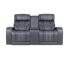 Avenger Loveseat w/ Console - Triple Power & Audio - Navy Fabric