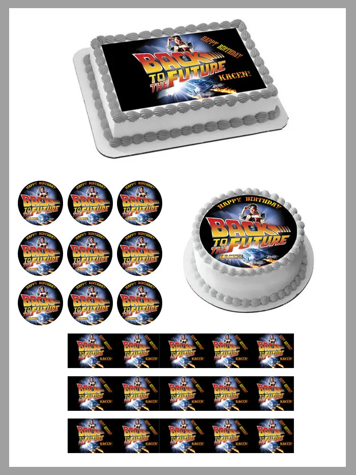 BACK TO THE FUTURE - Edible Cake Topper, Cupcake Toppers, Strips