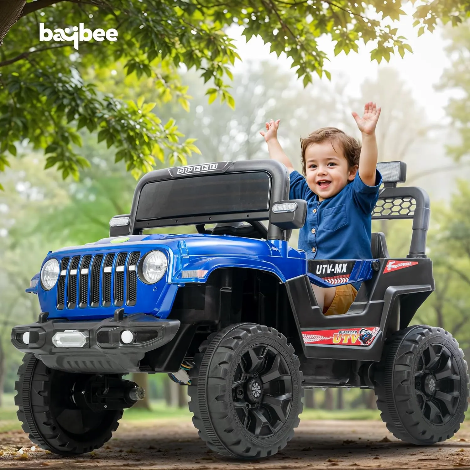 Baybee Maxey 4x4 Battery Operated Jeep for Kids, Ride on Toy Rechargeable Baby Car with LED & RGB Light & Music, Kids Big Battery Car, Electric Jeep for Kids to Drive