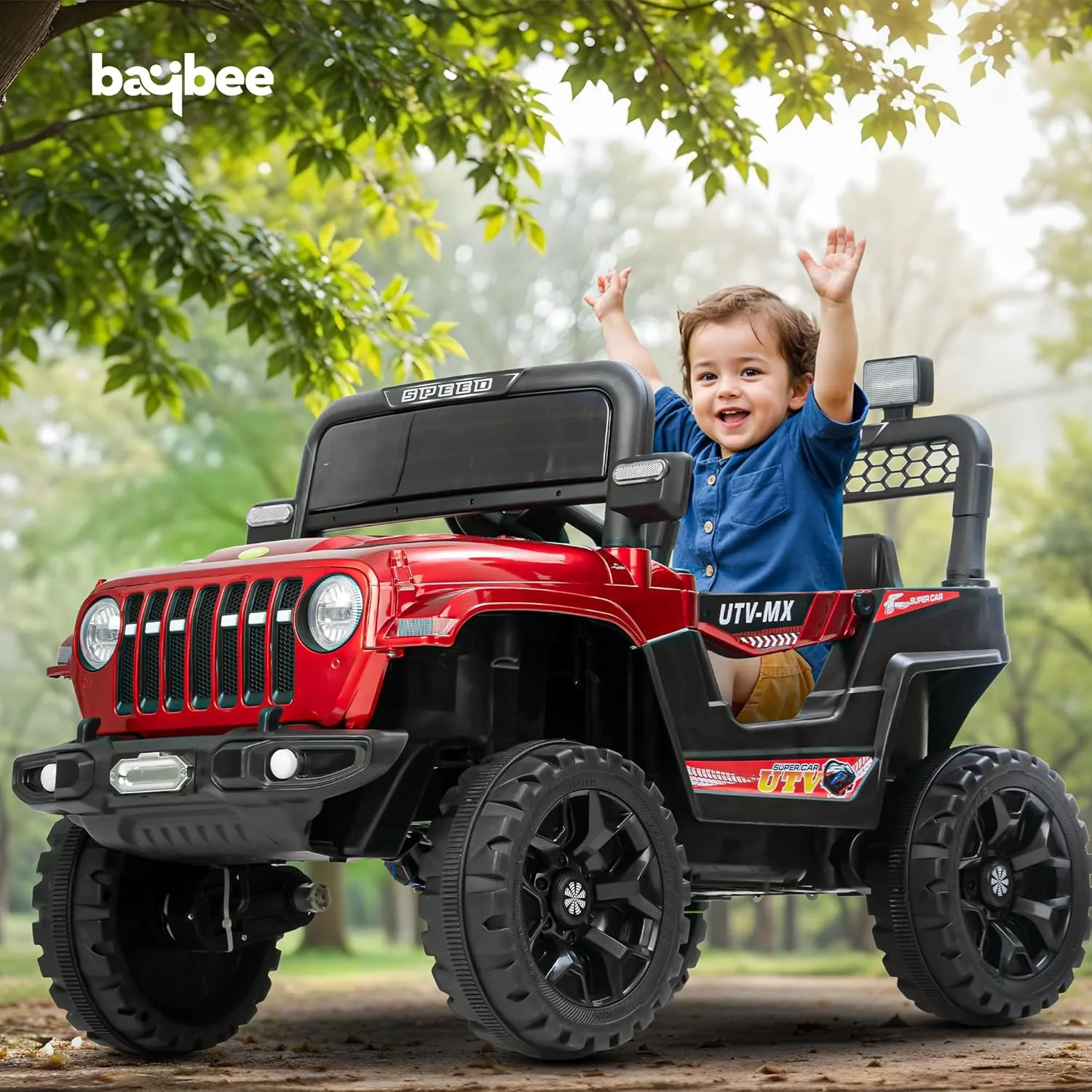 Baybee Maxey 4x4 Battery Operated Jeep for Kids, Ride on Toy Rechargeable Baby Car with LED & RGB Light & Music, Kids Big Battery Car, Electric Jeep for Kids to Drive