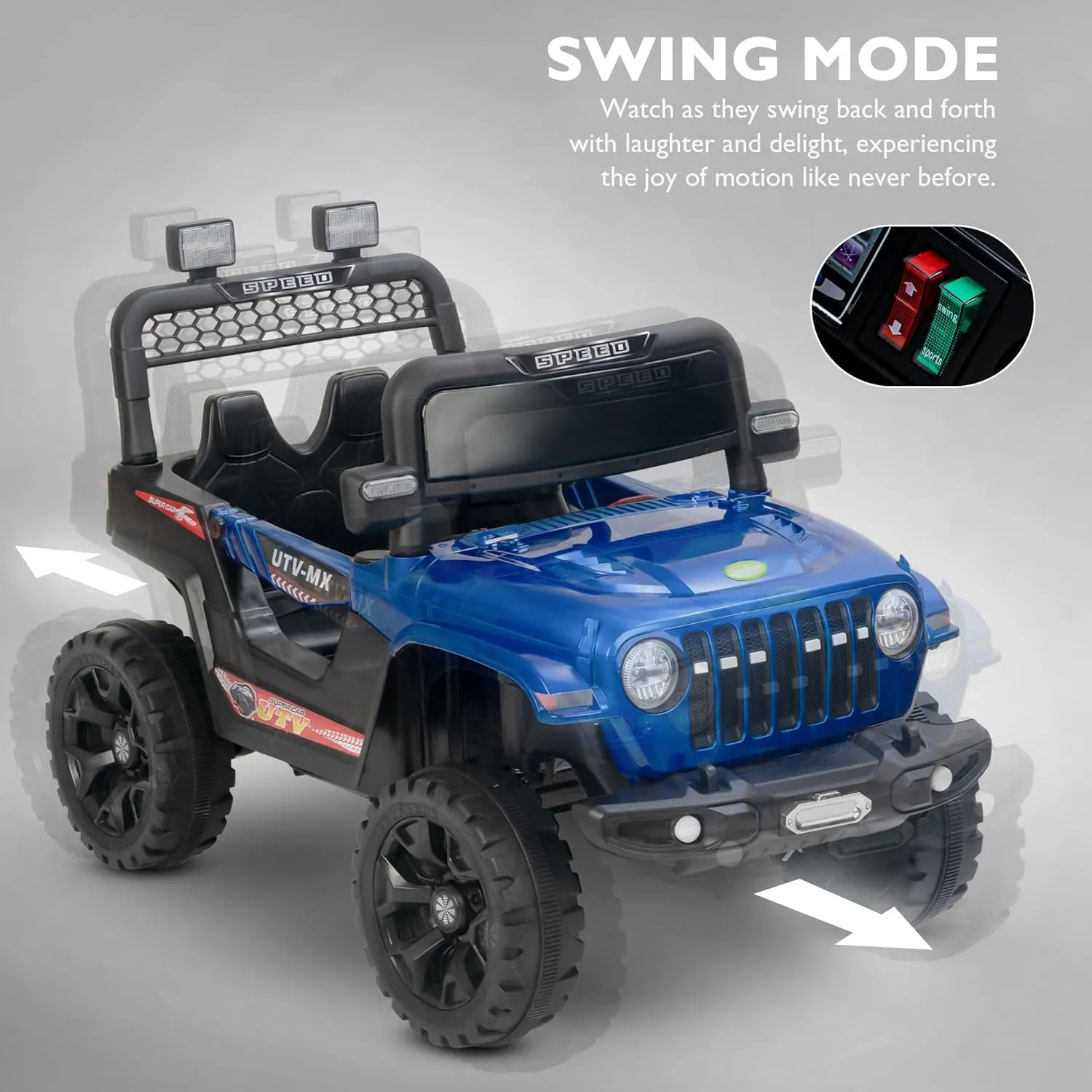 Baybee Maxey 4x4 Battery Operated Jeep for Kids, Ride on Toy Rechargeable Baby Car with LED & RGB Light & Music, Kids Big Battery Car, Electric Jeep for Kids to Drive