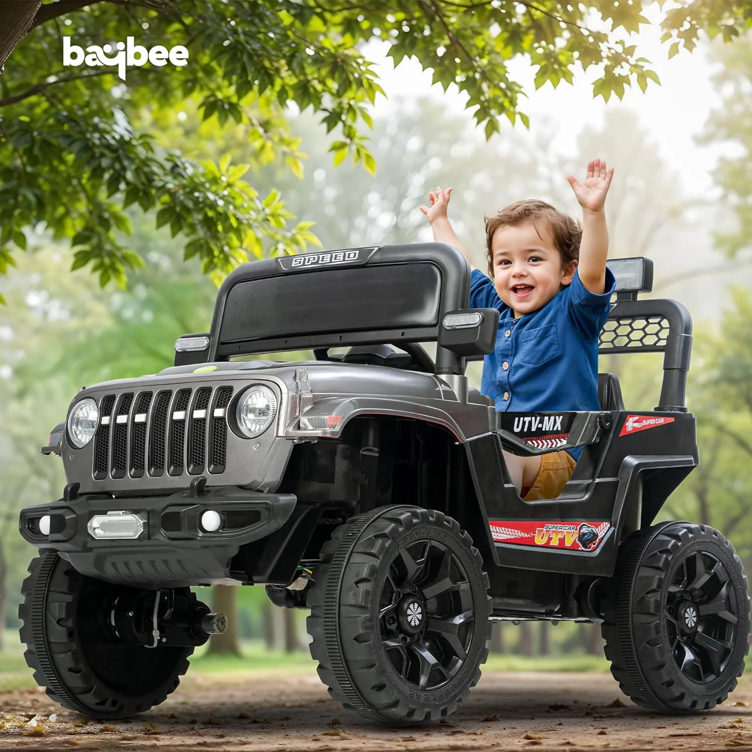 Baybee Maxey 4x4 Battery Operated Jeep for Kids, Ride on Toy Rechargeable Baby Car with LED & RGB Light & Music, Kids Big Battery Car, Electric Jeep for Kids to Drive