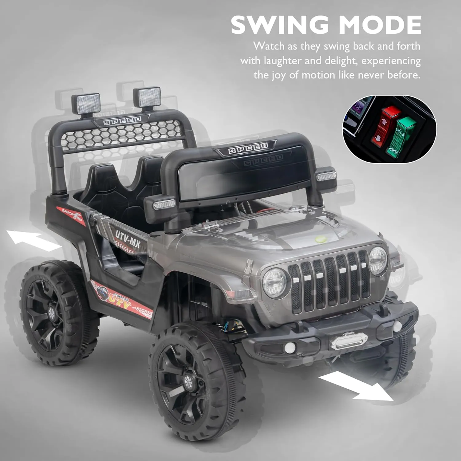 Baybee Maxey 4x4 Battery Operated Jeep for Kids, Ride on Toy Rechargeable Baby Car with LED & RGB Light & Music, Kids Big Battery Car, Electric Jeep for Kids to Drive