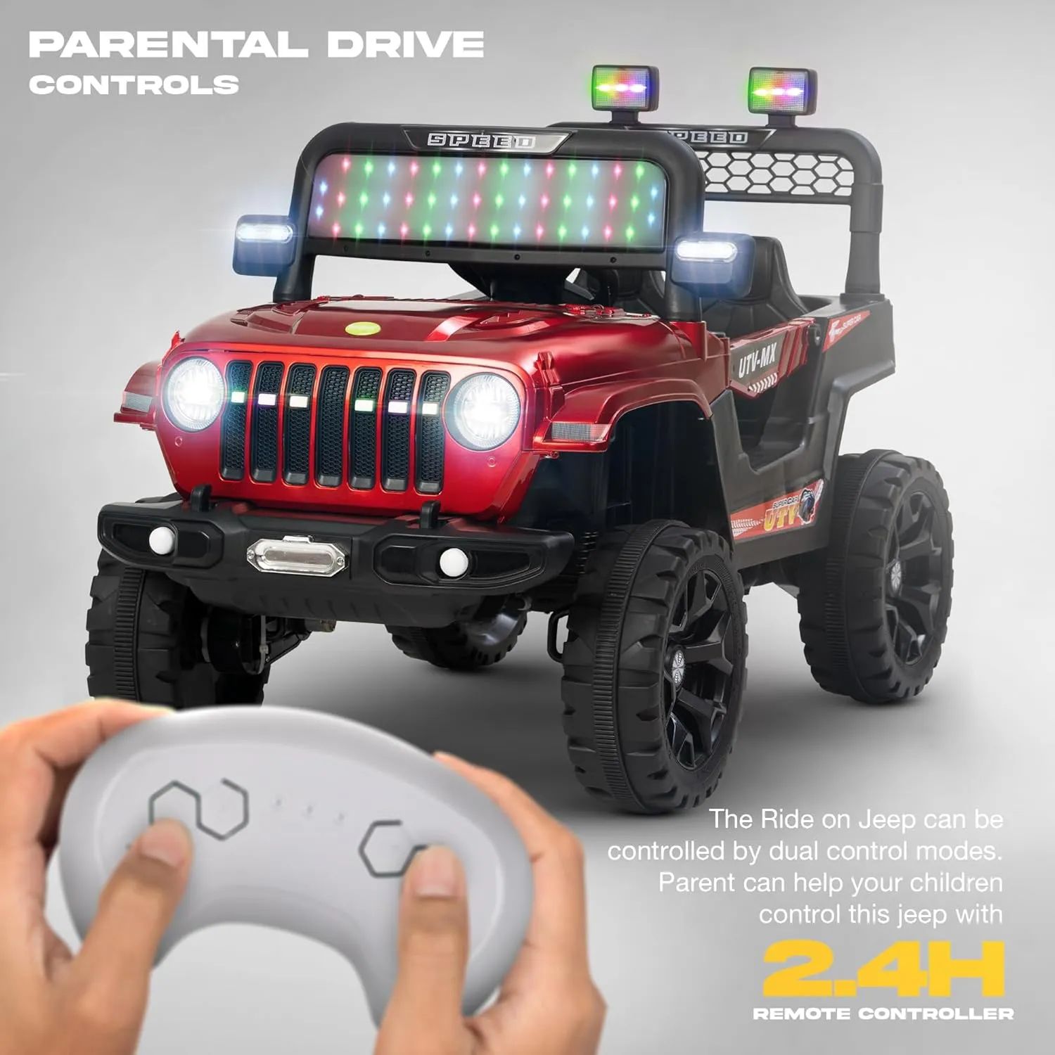 Baybee Maxey 4x4 Battery Operated Jeep for Kids, Ride on Toy Rechargeable Baby Car with LED & RGB Light & Music, Kids Big Battery Car, Electric Jeep for Kids to Drive