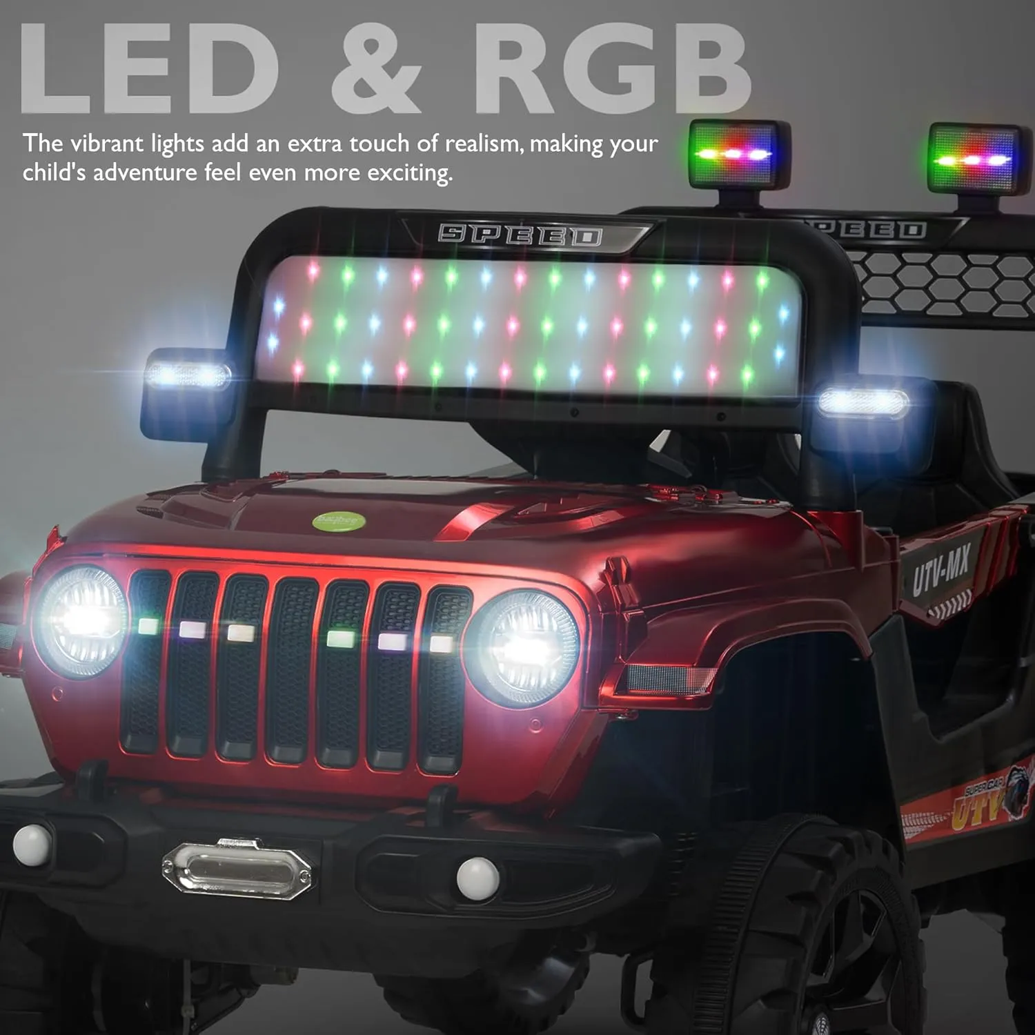 Baybee Maxey 4x4 Battery Operated Jeep for Kids, Ride on Toy Rechargeable Baby Car with LED & RGB Light & Music, Kids Big Battery Car, Electric Jeep for Kids to Drive