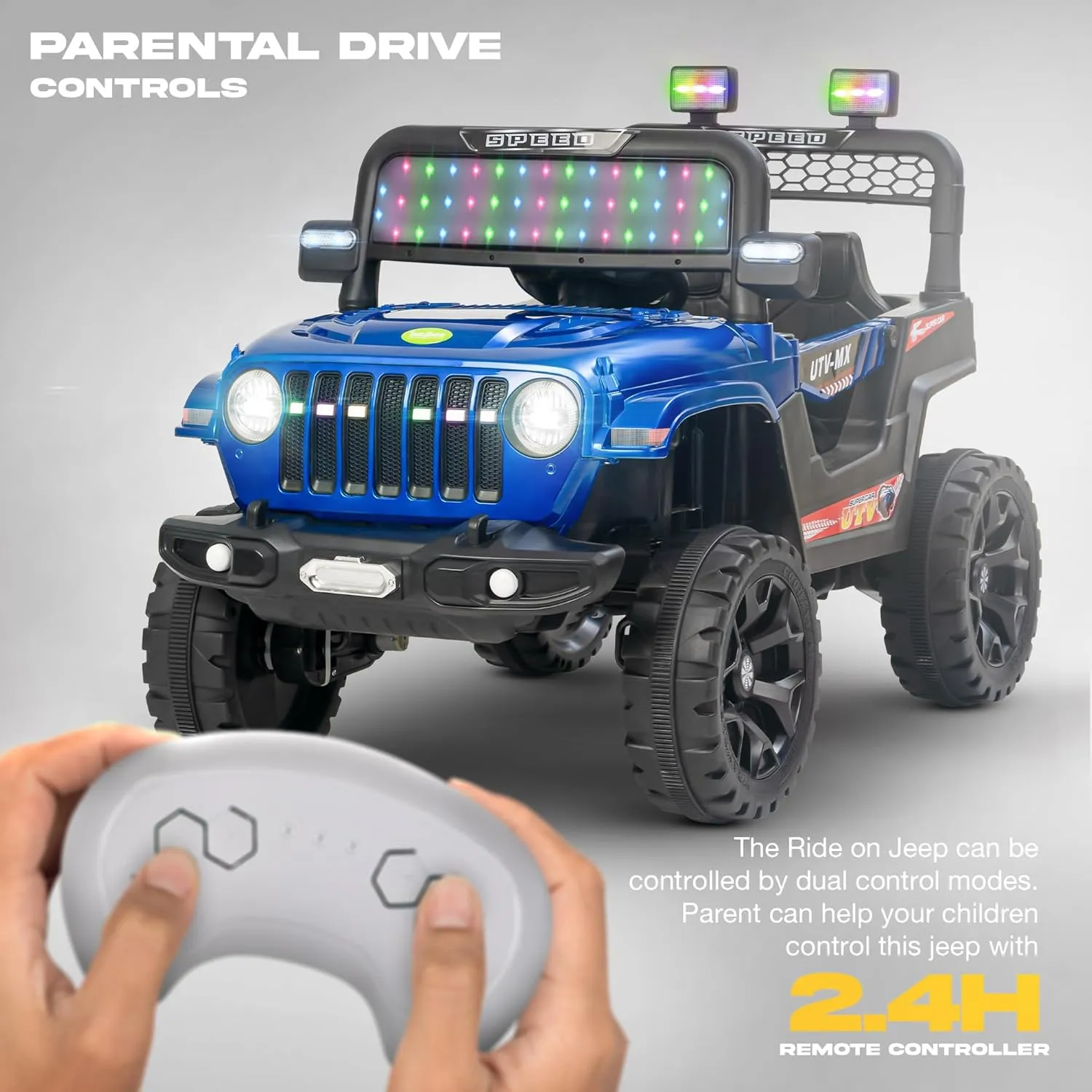 Baybee Maxey 4x4 Battery Operated Jeep for Kids, Ride on Toy Rechargeable Baby Car with LED & RGB Light & Music, Kids Big Battery Car, Electric Jeep for Kids to Drive