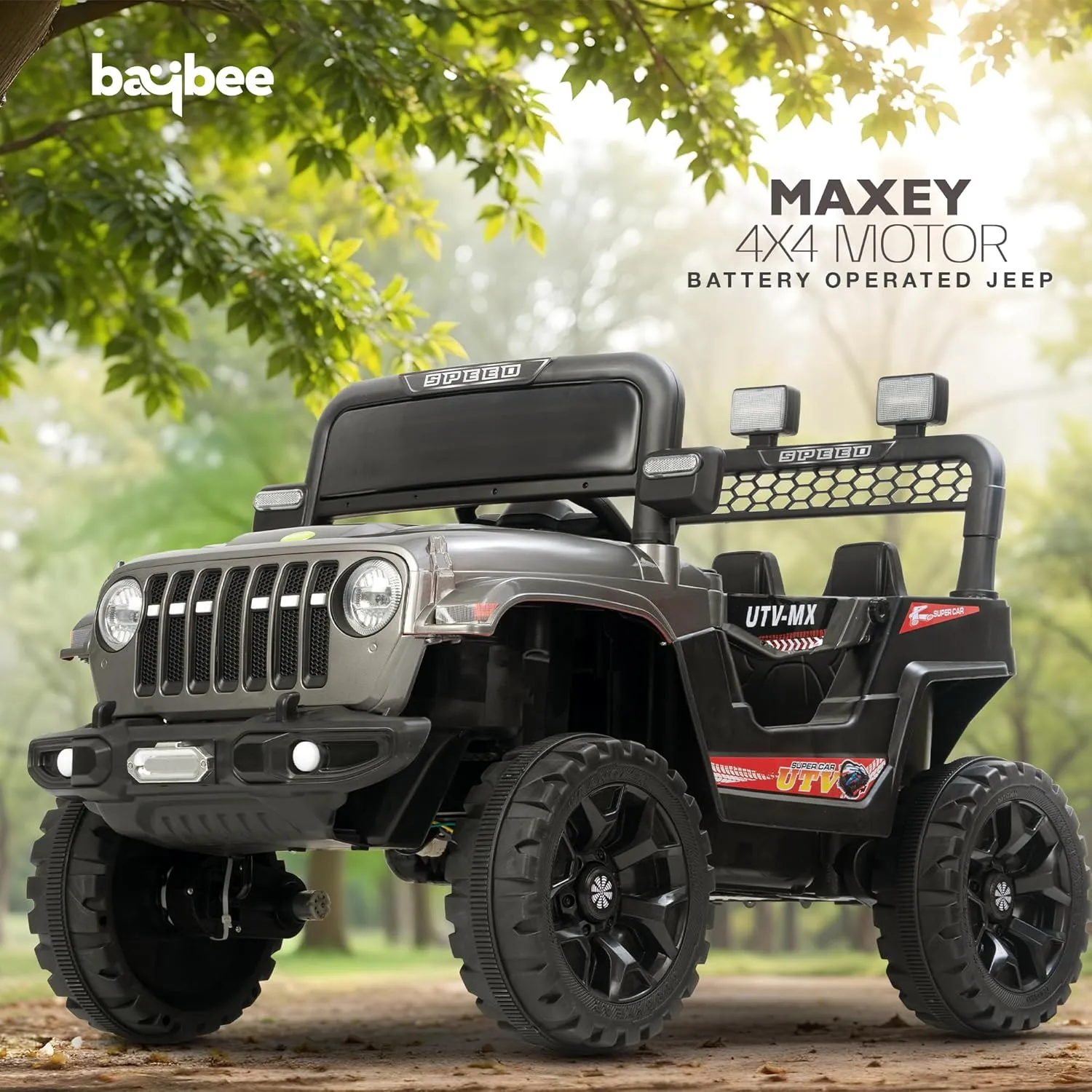 Baybee Maxey 4x4 Battery Operated Jeep for Kids, Ride on Toy Rechargeable Baby Car with LED & RGB Light & Music, Kids Big Battery Car, Electric Jeep for Kids to Drive