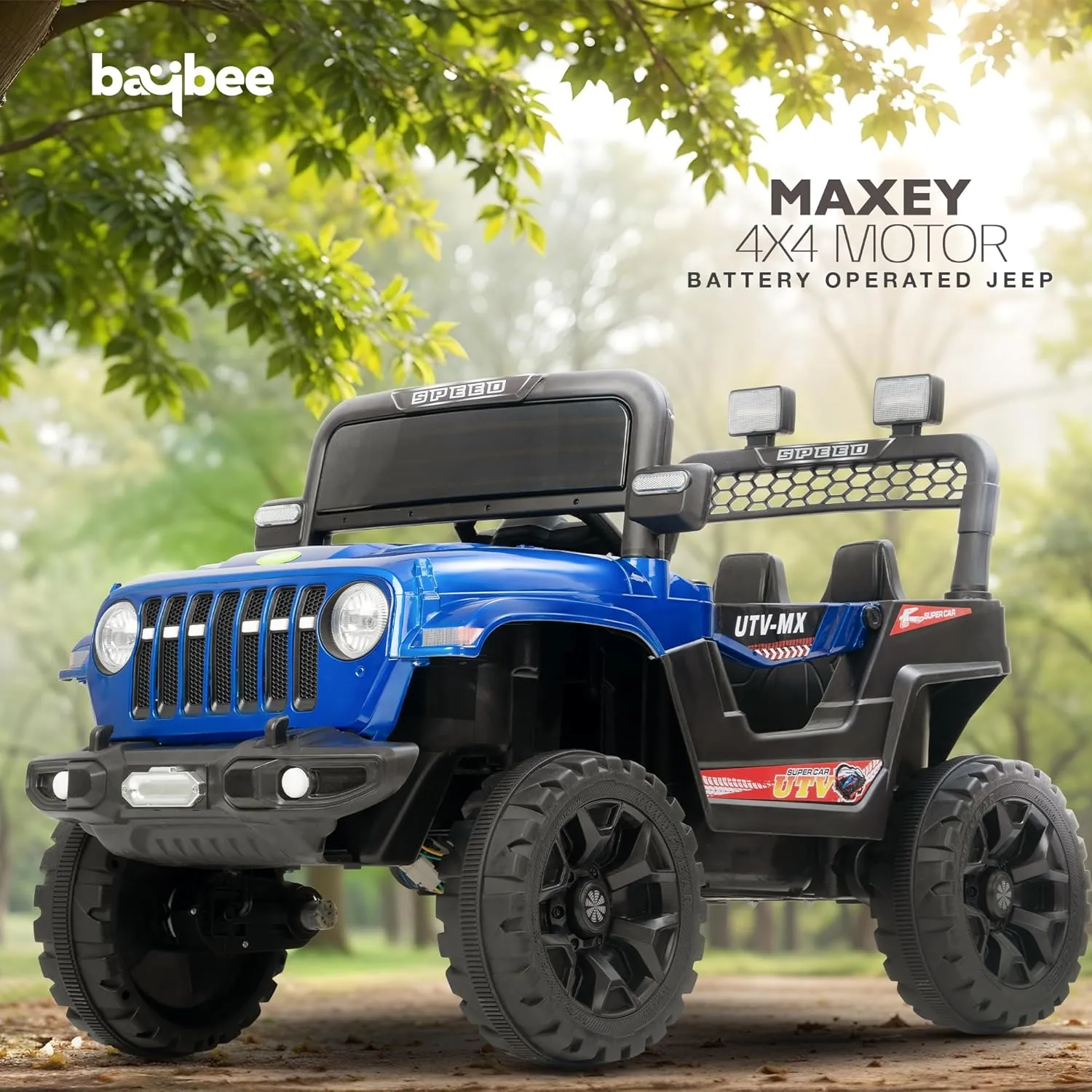 Baybee Maxey 4x4 Battery Operated Jeep for Kids, Ride on Toy Rechargeable Baby Car with LED & RGB Light & Music, Kids Big Battery Car, Electric Jeep for Kids to Drive