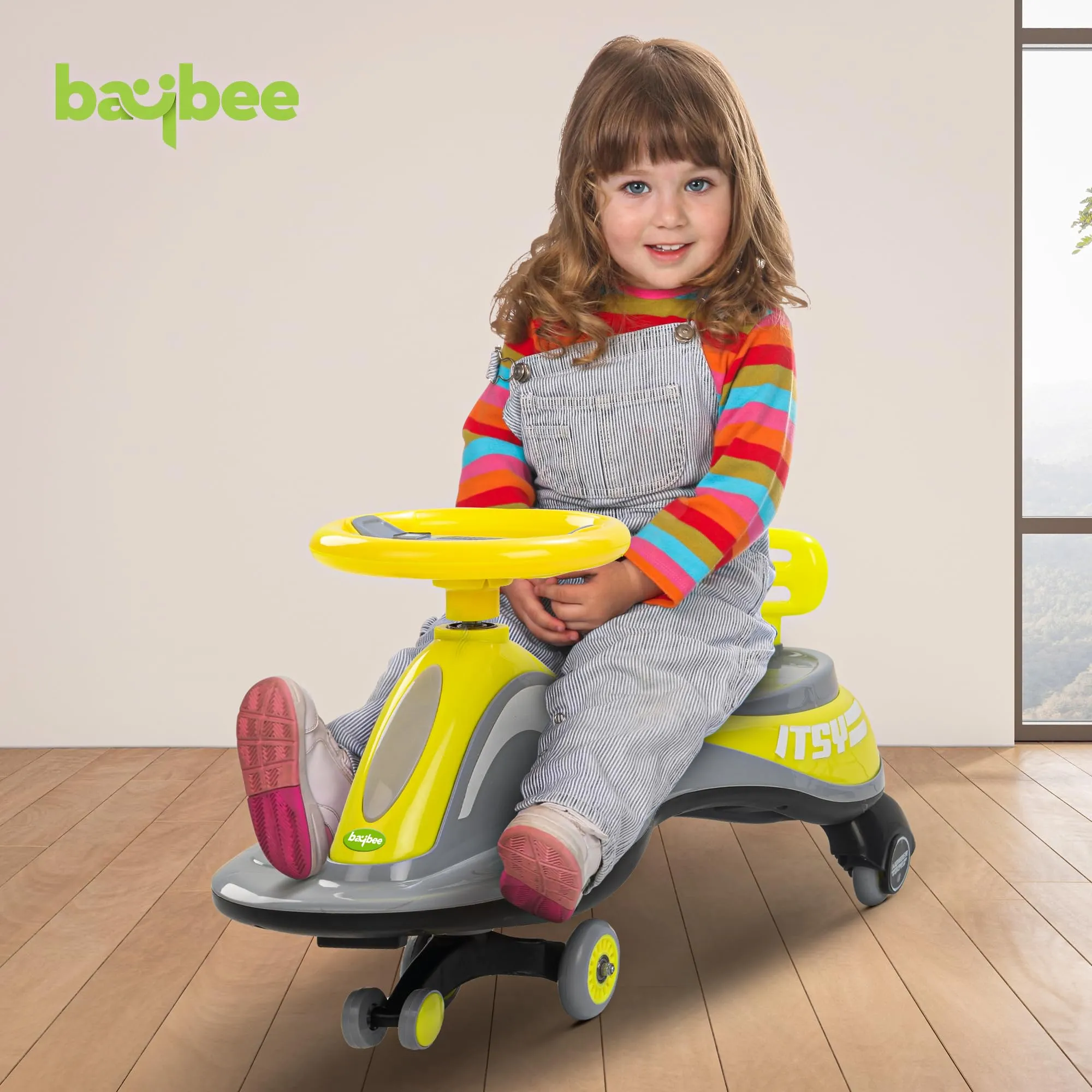 Baybee Pluto Kids Magic Swing Cars for Kids, Twister Ride on Toy Kids Car with Led Lights, Scratch Free PP Wheels, Music | Push Ride on Baby Car | Magic Car for Kids 3 to 8 Years Boy Girl(Light Green)