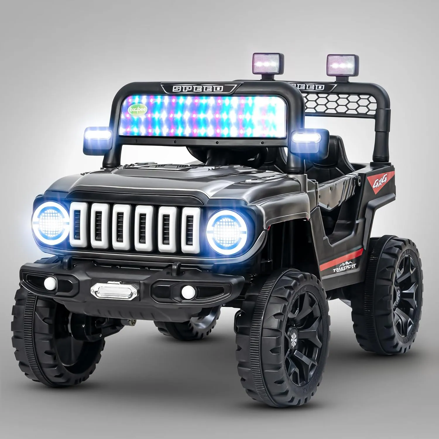 Baybee Turbo Trek Battery Operated Jeep for Kids, Ride on Toy Baby Car with LED & RGB Light & Music, Rechargeable Electric Jeep, Big Battery Car for Kids to Drive