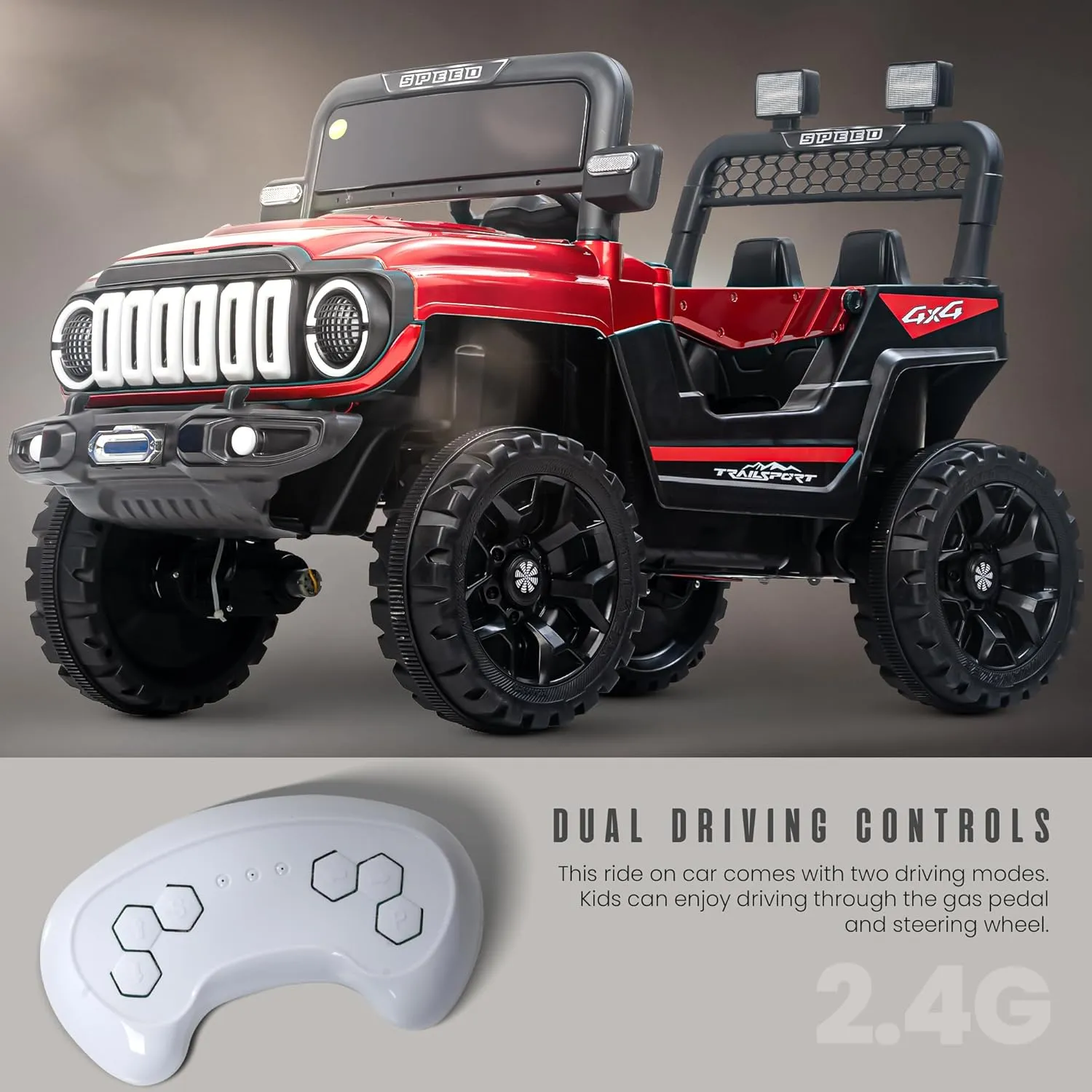 Baybee Turbo Trek Battery Operated Jeep for Kids, Ride on Toy Baby Car with LED & RGB Light & Music, Rechargeable Electric Jeep, Big Battery Car for Kids to Drive