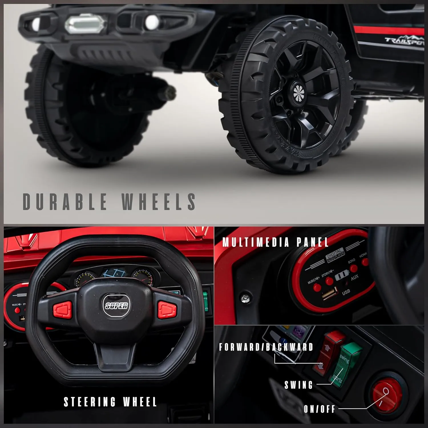 Baybee Turbo Trek Battery Operated Jeep for Kids, Ride on Toy Baby Car with LED & RGB Light & Music, Rechargeable Electric Jeep, Big Battery Car for Kids to Drive