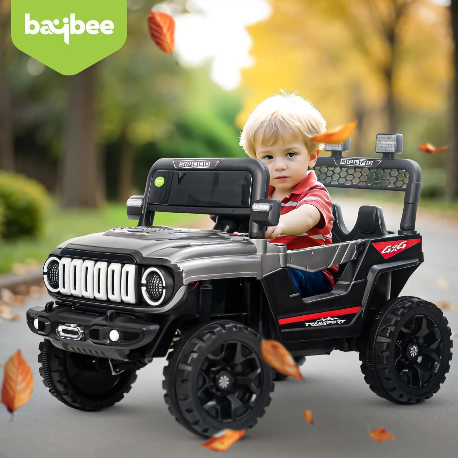 Baybee Turbo Trek Battery Operated Jeep for Kids, Ride on Toy Baby Car with LED & RGB Light & Music, Rechargeable Electric Jeep, Big Battery Car for Kids to Drive