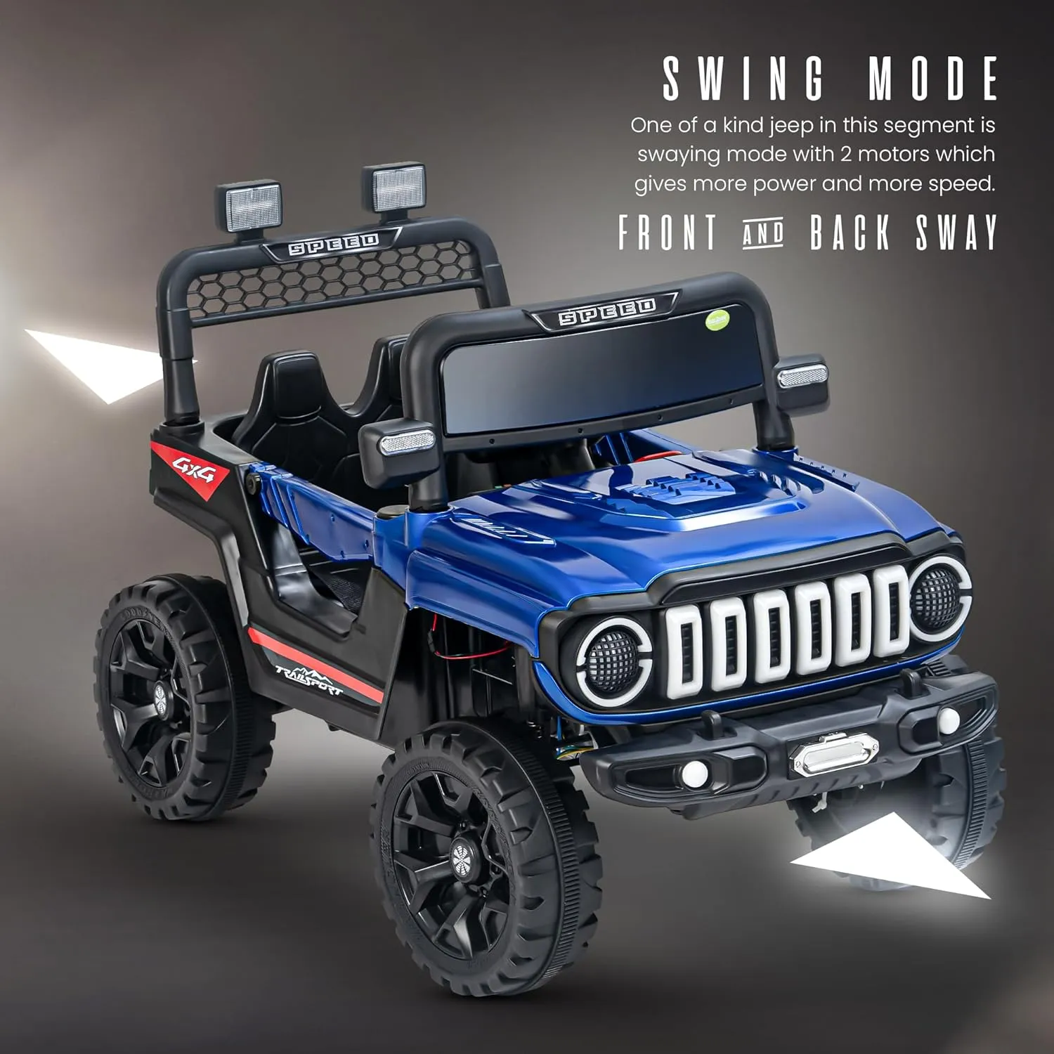 Baybee Turbo Trek Battery Operated Jeep for Kids, Ride on Toy Baby Car with LED & RGB Light & Music, Rechargeable Electric Jeep, Big Battery Car for Kids to Drive