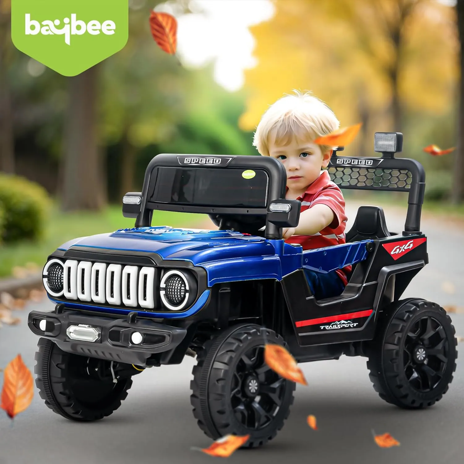 Baybee Turbo Trek Battery Operated Jeep for Kids, Ride on Toy Baby Car with LED & RGB Light & Music, Rechargeable Electric Jeep, Big Battery Car for Kids to Drive