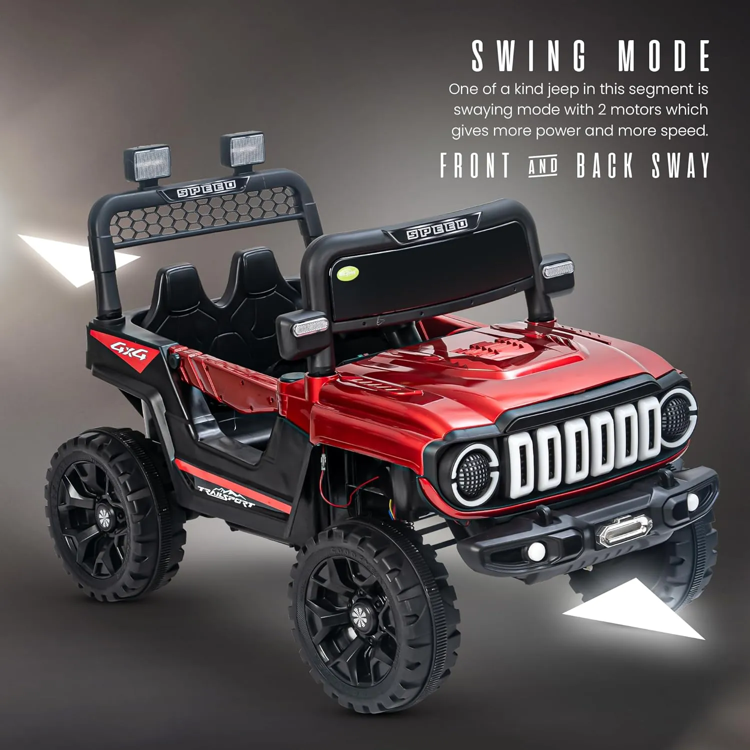 Baybee Turbo Trek Battery Operated Jeep for Kids, Ride on Toy Baby Car with LED & RGB Light & Music, Rechargeable Electric Jeep, Big Battery Car for Kids to Drive