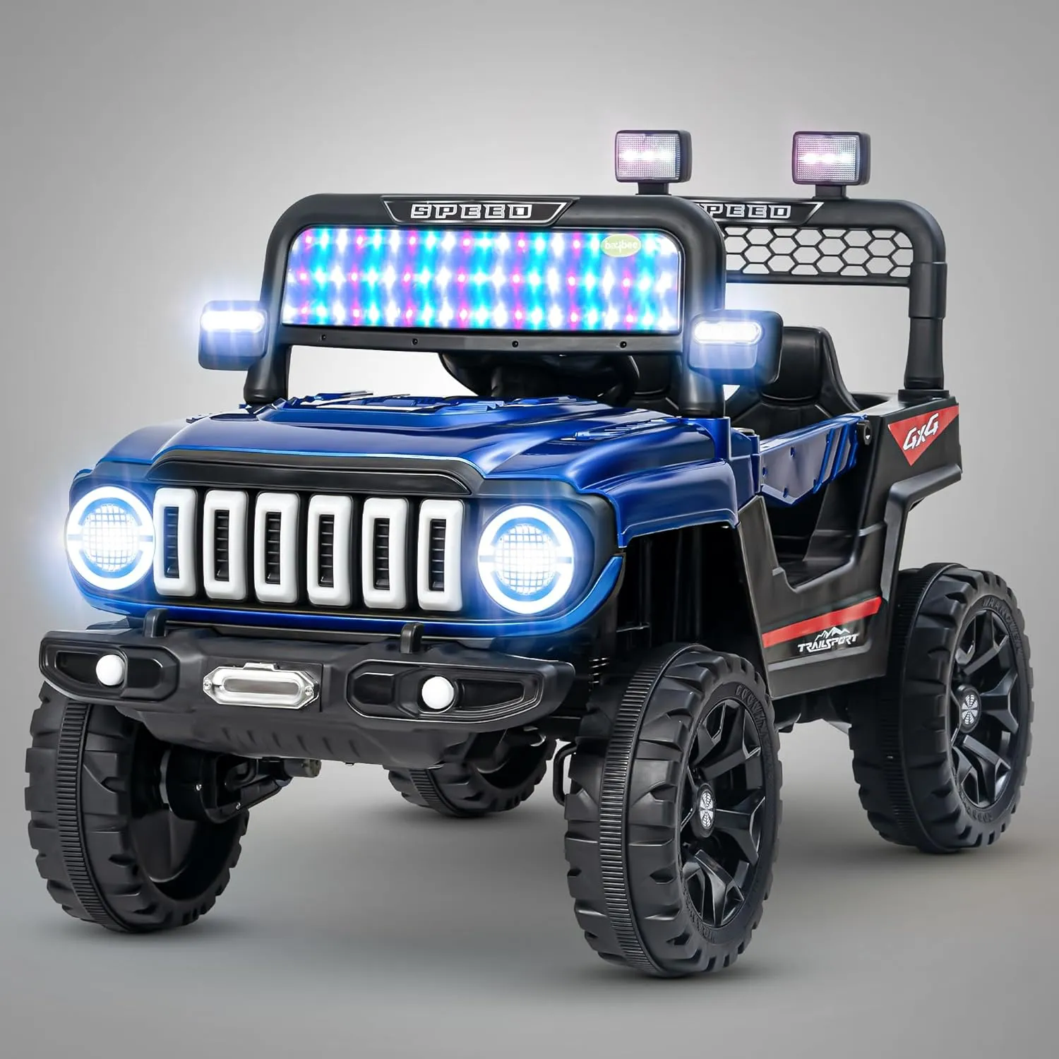 Baybee Turbo Trek Battery Operated Jeep for Kids, Ride on Toy Baby Car with LED & RGB Light & Music, Rechargeable Electric Jeep, Big Battery Car for Kids to Drive