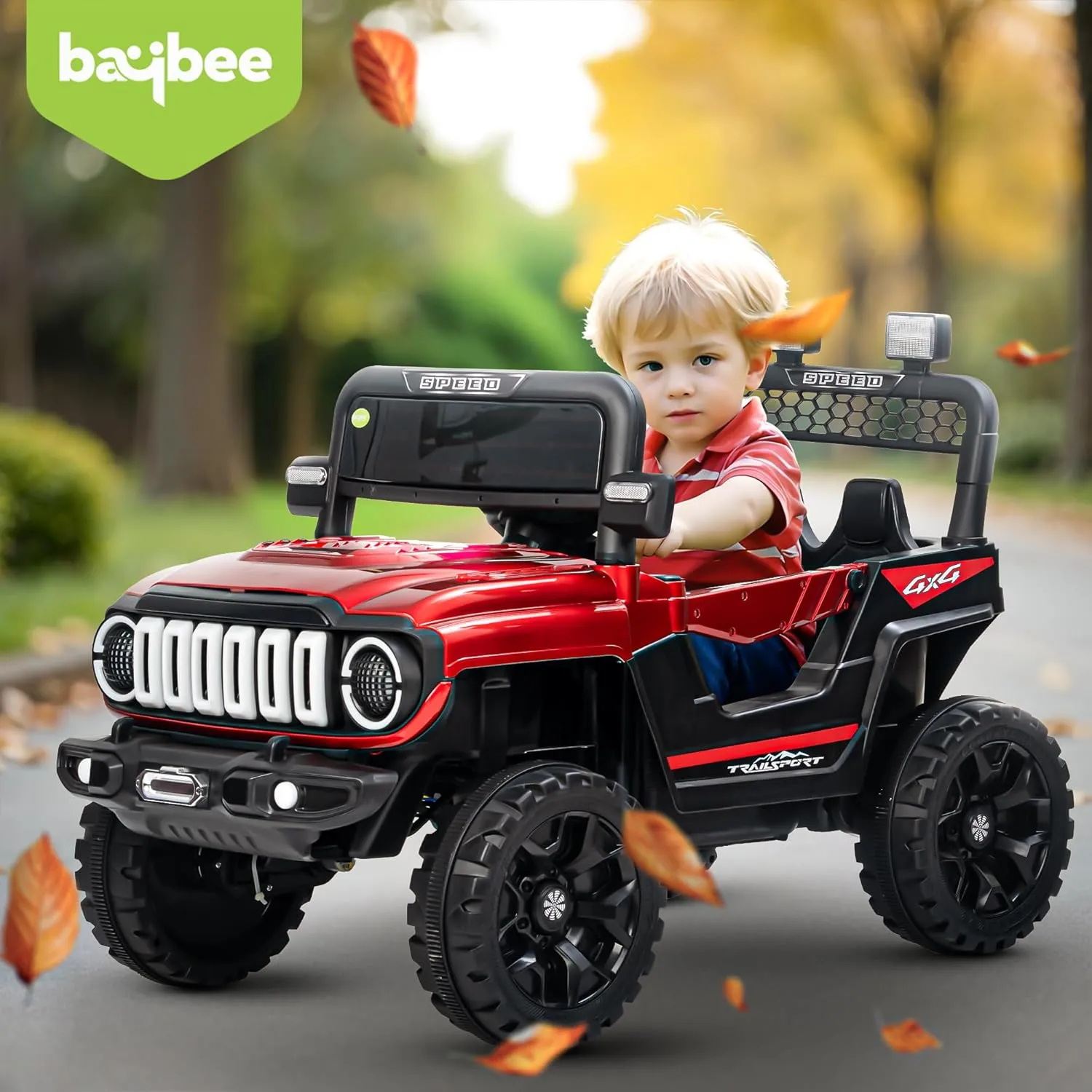 Baybee Turbo Trek Battery Operated Jeep for Kids, Ride on Toy Baby Car with LED & RGB Light & Music, Rechargeable Electric Jeep, Big Battery Car for Kids to Drive