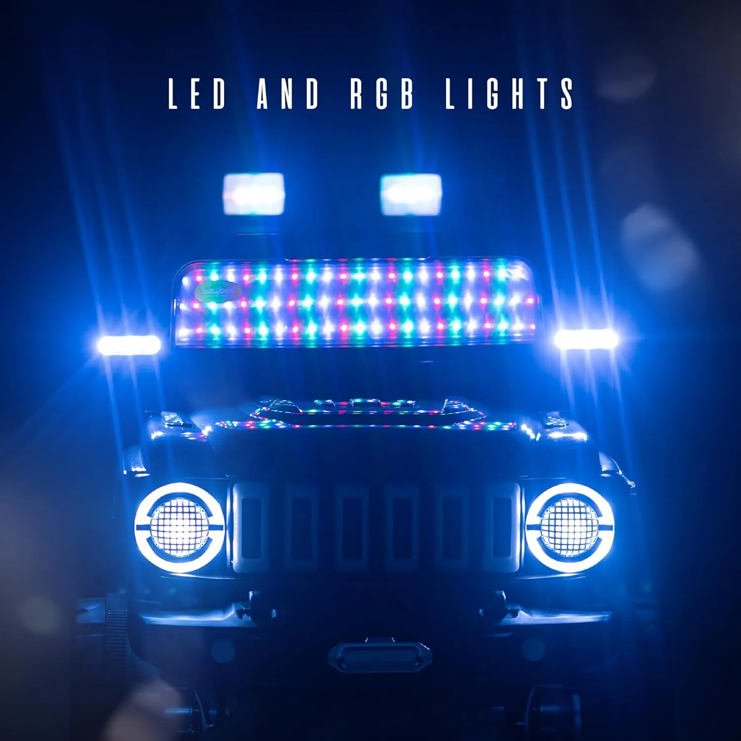 Baybee Turbo Trek Battery Operated Jeep for Kids, Ride on Toy Baby Car with LED & RGB Light & Music, Rechargeable Electric Jeep, Big Battery Car for Kids to Drive