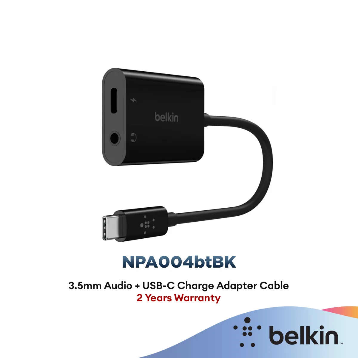 Belkin NPA004btBK 3.5mm Audio   USB-C Charge Adapter with 16cm Cable - Black
