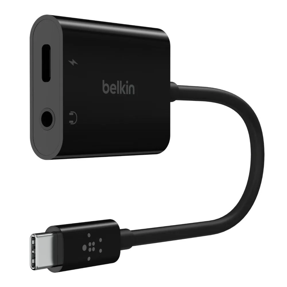 Belkin NPA004btBK 3.5mm Audio   USB-C Charge Adapter with 16cm Cable - Black