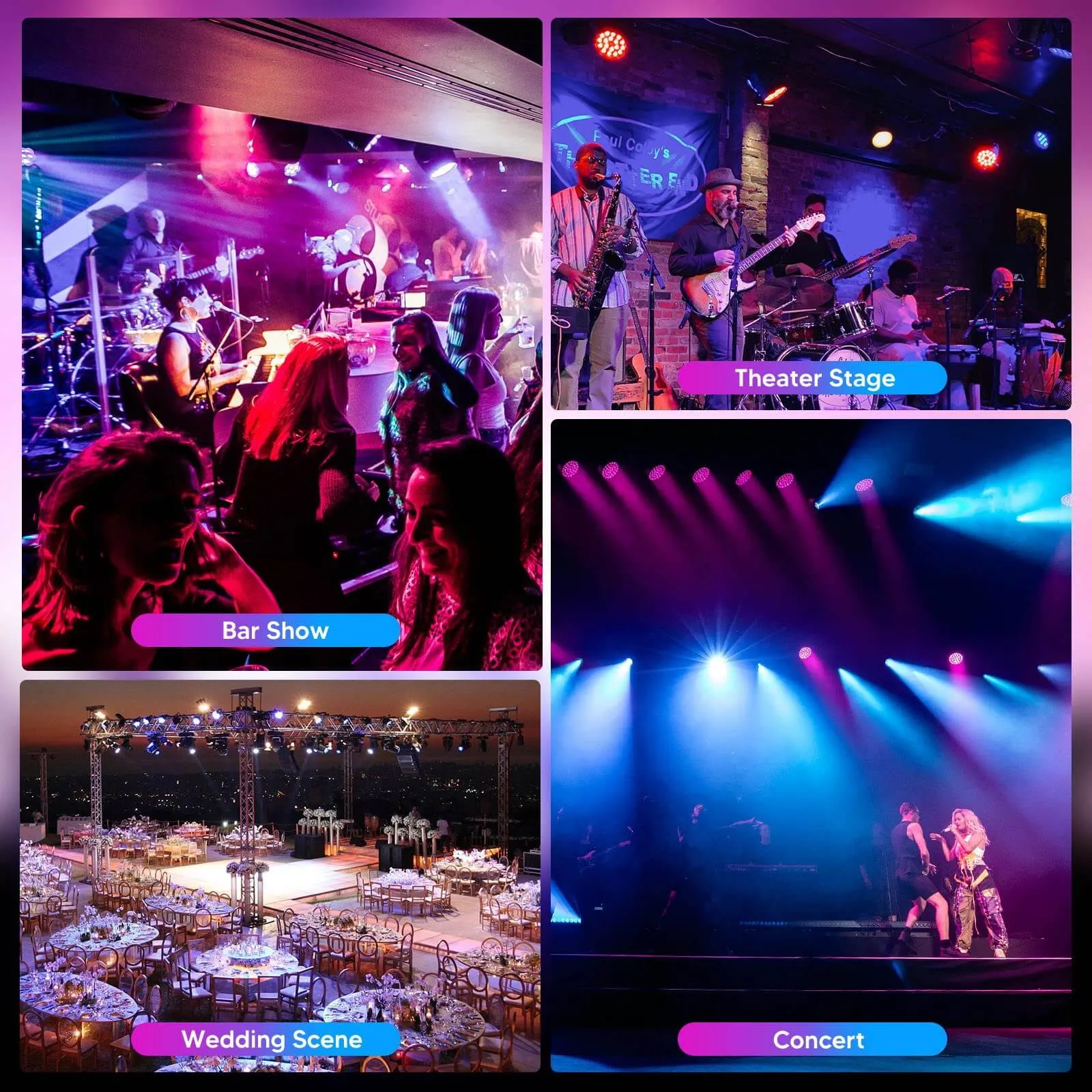 Betopper 54x3W LED Par Light  RGB 3-IN-1 Full-Color For Wedding Night Club Theater
