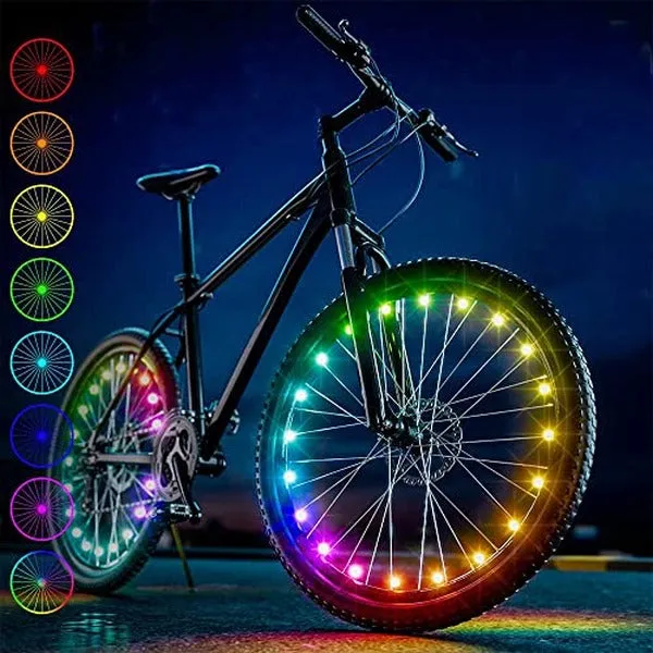 Bike Wheel LED Lights 2 Pack For Night Riding - Battery Operated & Included - Assorted Colours