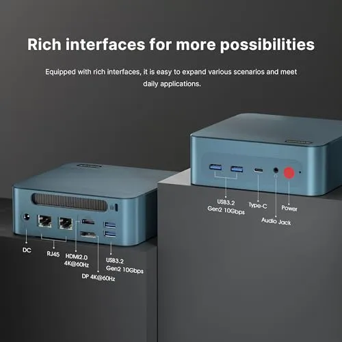 BOSGAME P2 Lite Mini PC I5, Intel 12th Gen 12600H Windows 11 Pro Mini Computers(12 Cores, 16 Threads) 16GB DDR4/512GB PCIe Gen 3.0 x4 M.2 2280 SSD Desktop PC Support Wi-Fi 6E/Bluetooth 5.2/Dual LAN