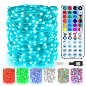 BrizLabs Christmas Fairy Lights, 66ft 200 LED Color Changing Fairy Lights with Remote, Plugin RGB Rainbow Christmas Twinkle Lights Indoor Starry Fairy Light for Christmas Halloween Party Wedding Decor