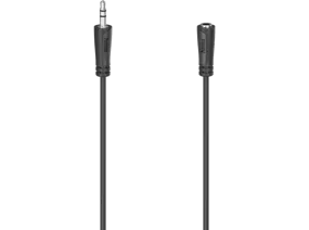 Cable audio - Hama 00200724, 3 m, Extensión, Jack de 3.5 mm, Negro