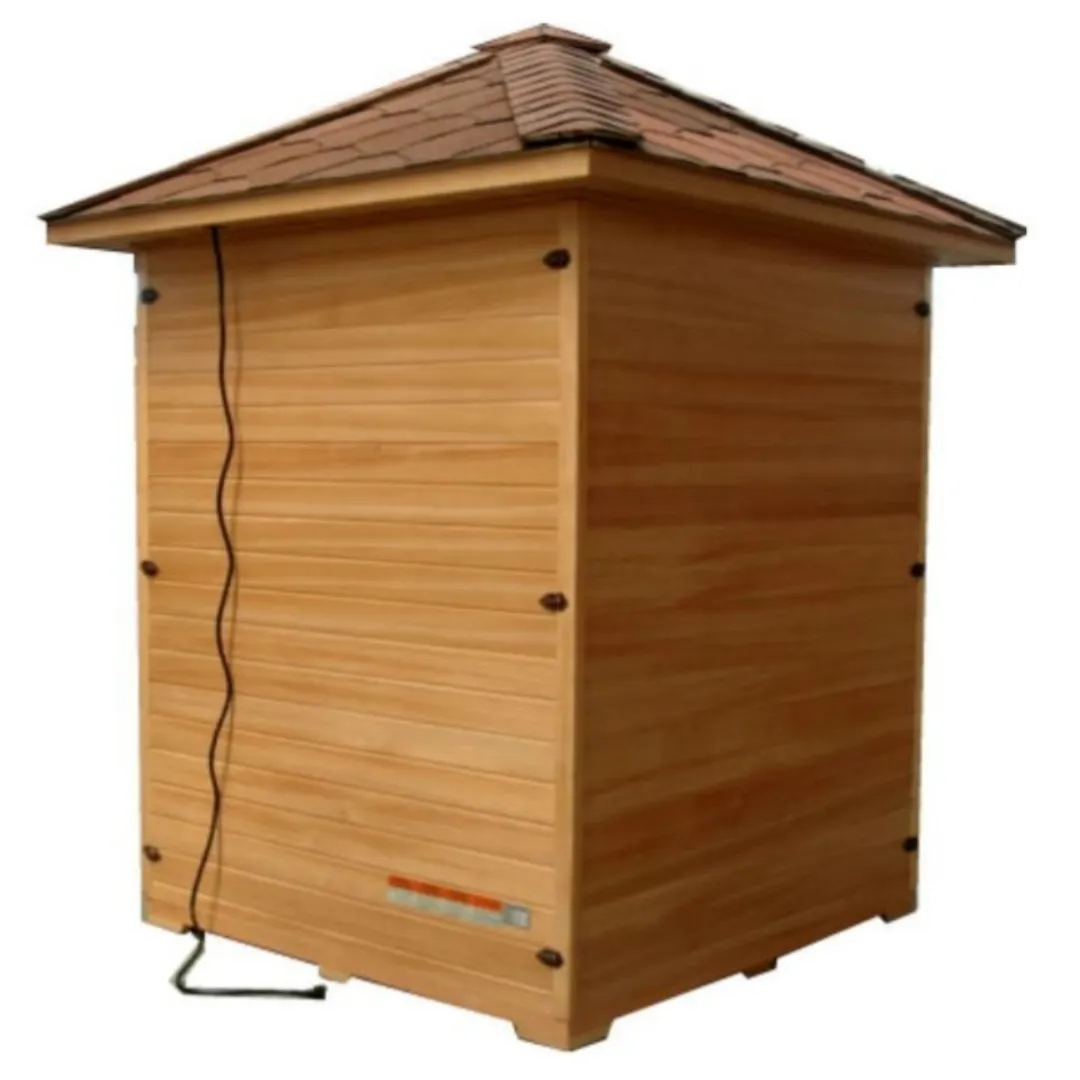 Canadian Hemlock Wood Shingled Roof Far Infrared Outdoor Sauna Spa for 4 Persons