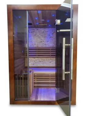 Canadian Red Cedar Wood Indoor Traditional Wet / Dry Swedish Steam Sauna SPA Harvia 6KW Heater Upgrade for 1 - 2 Persons